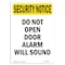 Signmission OSHA Security Sign, 10" Height, Aluminum, Do Not Open Door Alarm Will Sound, Portrait OS-SN-A-710-V-11753 - alternate 1